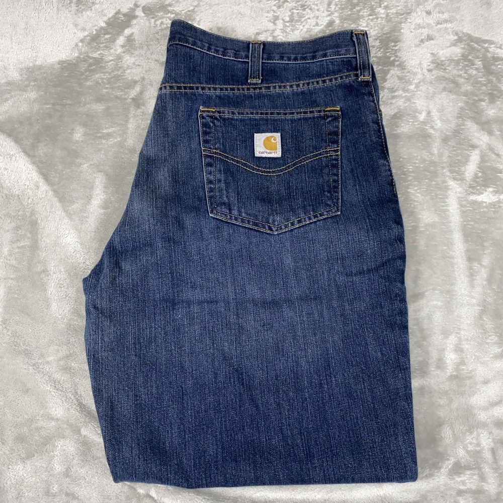 Carhartt 101483 Relaxed Fit Jeans Mens 38x30 Dark Wash‎ Straight Workwear Denim
